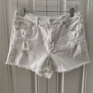 American Eagle Outfitters White Distressed Jean Shorts